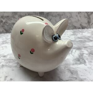 Vintage Piggy Bank - Hand Painted - Ceramic Piggy Bank Apprx. 5 1/2" x 4 1/2"
